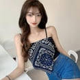thumbnail image 3 of Women‘s Top Print Irregular Slim Sexy Triangle Scarf Short Camisole One Size, 3 of 6