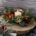 thumbnail image 6 of XYAIYT Candle Wreath Christmas Table Decorations Silk Cloth Artificial Leaves Candle Ring for Candlesticks Needle Style Suit for Holiday Centerpieces Mantel and Dining Table Home Decor 9.8in Green, 6 of 6