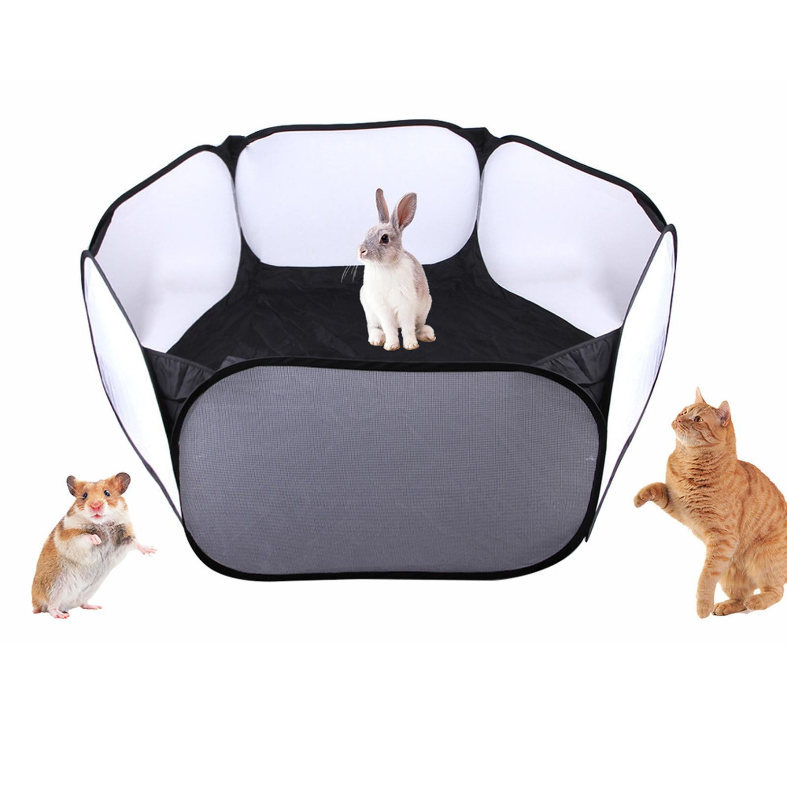 Folding Pet Rat Toys Cage Rabbit Hideout Breathable for Ferret Exercise , Black