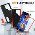 thumbnail image 2 of Decase for Samsung Galaxy S23 Ultra Case Heavy Duty Full Body Shockproof Kickstand with Ring Holder Hybrid Bumper Silicone Hard Back Cover for Samsung Galaxy S23 Ultra, Black+Orange, 2 of 9