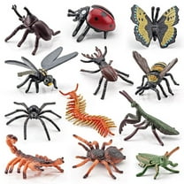 12PCS Realistic Bugs Figurines Toys Figures with Bee Mantis Spider Butterfly Educational Toys for Kids