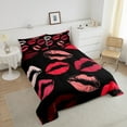 thumbnail image 4 of Erosebridal Red Lip Print Bedding Sets with Comforter, Romantic Duvet Insert, Couple Lover Reversible Bedding Comforter Set, Microfiber Room Decoration, 2 Pieces, 4 of 8