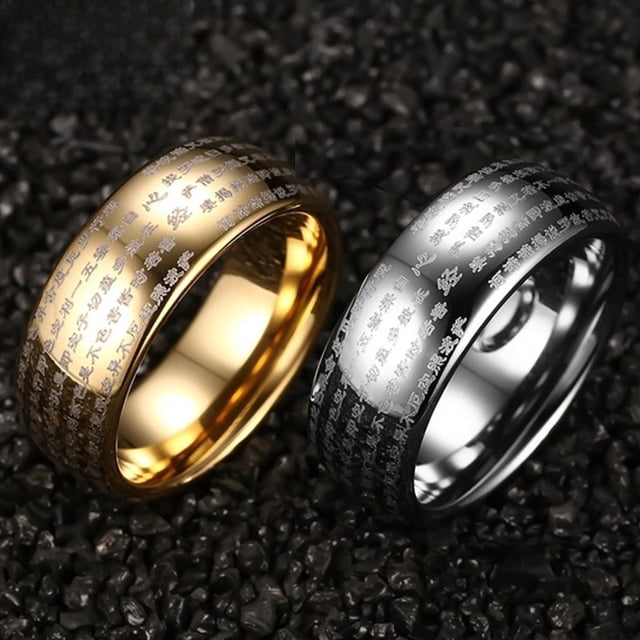 Anillo de acero de tungsteno de moda mixta de joyería anillo de joyería de hombre con diámetro de corazón de escritura láser
