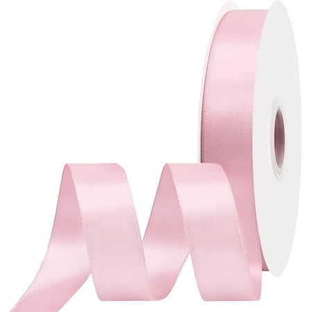 1 inch Wide 100 Yards Double Face Pink Satin Ribbon Pink Fabric Ribbon for Gift Wrapping Very Suitable for Weddings Decoration Bouquet Balloons Arts Craft Sewing Hair Bow Invitation