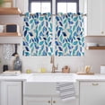thumbnail image 2 of Spring Leaves Kitchen Curtains Window Panels, Blue Plants Country Botanical Leaf Beige Insulated Window Treatment Curtain, Grommet Curtains for Bedroom/Living Room/Bathroom, 2 Piece 42"Wx45"L, 2 of 8
