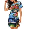 thumbnail image 2 of Rocae Floral Truck Welcome for Nightgowns for Women Sleep Shirts Short Sleeve Nightshirt Pullover Nightdress, 2 of 6