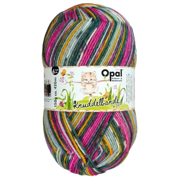 Opal 6-Ply Sock Yarn | 75% Virgin Wool (Superwash), 25% Polyamide | 150g (Approx. 460 yards) Skein, (11322 - Clumsy Cat)
