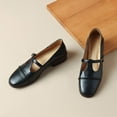 thumbnail image 5 of Tawop Black Mary Jane Shoes for Women Flats Leather Round Toe Soft Fashion Size 4.5, 5 of 7