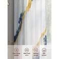 thumbnail image 6 of Marble Blue Sheer Curtains 96 Inch Length 2 Panels Set, Gold Foil Ceramic Style Cracks Scratches Voile Window Treatment Semi Sheer Long Curtains Drapes for Bedroom/Living Room/Kitchen 52"x96"x2, 6 of 7