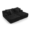 thumbnail image 6 of Kepooman Compressed Seating Sofa with Two-seater and Made of Velvet Fabric, Boneless Couch with No Assembly Required for Indoor, Living Room, Bedroom, Black, 6 of 7
