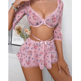 thumbnail image 5 of Coquette Lingerie Skirt Set Floral Babydoll Pink, 5 of 5