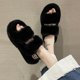thumbnail image 2 of ZHAOCHENG Pantuflas de algodón de suela gruesa para mujer, de gran tamaño, para exteriores, con fondo suave, para el hogar, color negro, talla 36, 2 of 4