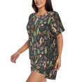thumbnail image 3 of Womens Pajama Sets With Pocket, Cute Lizard Gecko Tropical Plant Lounge Sets Short Sleeve Sleepwear PJ Sets for Women, 3 of 6