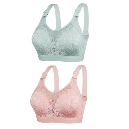 Itsame 2PC Bras for Women s Full Support Everyday Casual Bra Set Standard Straps Wireless Comfort Bralette Green Size S