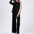 thumbnail image 5 of MIUOWANP Two piece Sets for Women Women's Casual Half High Necked Sweater And Pants Contrasting Color Patchwork Fashion Long Sleeved Round Neck Tops Set Suit, 5 of 5