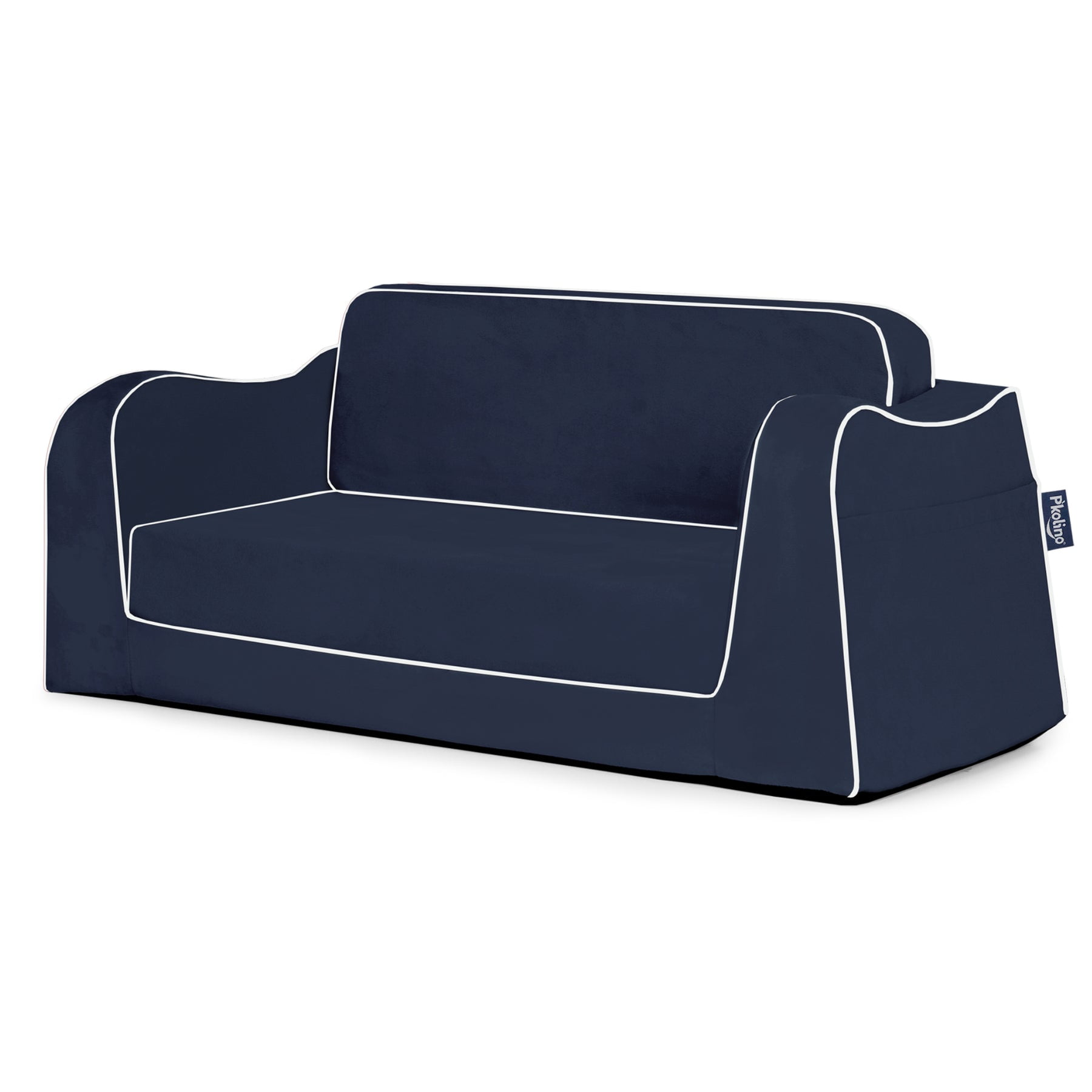 PKFFLSSNY Little Reader Sofa, Navy with White Piping