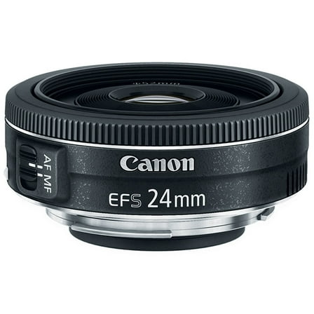 Canon EF-S Portable f/2.8 STM 24mm Camera Len, Black