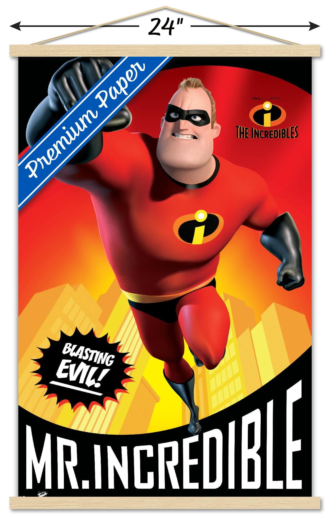 Disney Pixar The Incredibles - Mr. Incredible Wall Poster with Wooden Magnetic Frame, 22.375" x 34"