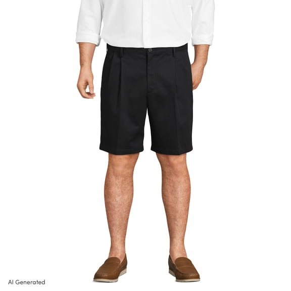 Lands' End Men's Big and Tall No Iron 9" Comfort Waist Pleated Front Chino Short