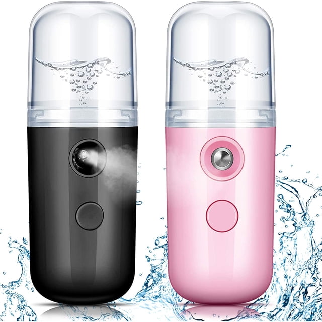 2 Pzs Nanohumidificador Facial 30 ml, Minihumidificador Portátil, Pulverizador Recargable USB, Máquina Práctica para Cuidado de la Piel, Hidratación Facial, Maquillaje Diario
