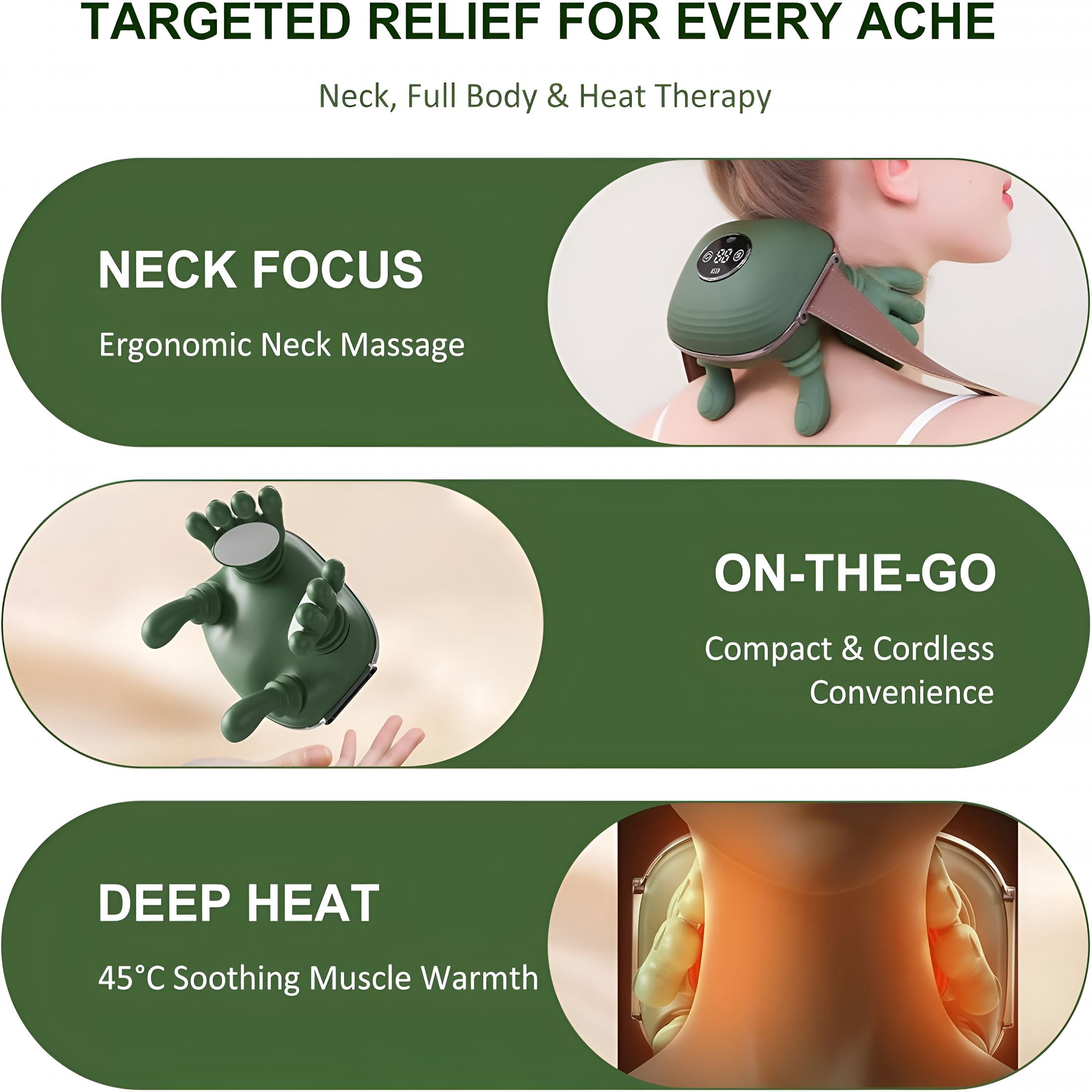 OITY Neck Massager with Heat, Shiatsu Neck and Shoulder Massager with 4D Kneading Fingers, Lcd Display & Adjustable Intensity, Heated Neck Massage Device