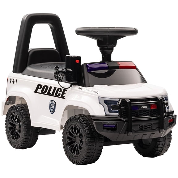 Police Car Ride-On Toy for Toddlers, Push and Go Foot-to-Floor Car with Storage and Removable Seat for Kids Ages 1.5-5 Years