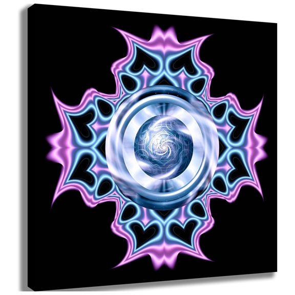 Xzendor7 "Warped Hearts Metallic Blue Pink" Canvas Print