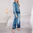 thumbnail image 3 of Daiia Abstract Ocean Waves for Women's Long-Sleeved Pajama Set – Soft & Comfortable Sleepwear Button-Up Pajamas Cozy Lounge Wear-Large, 3 of 7