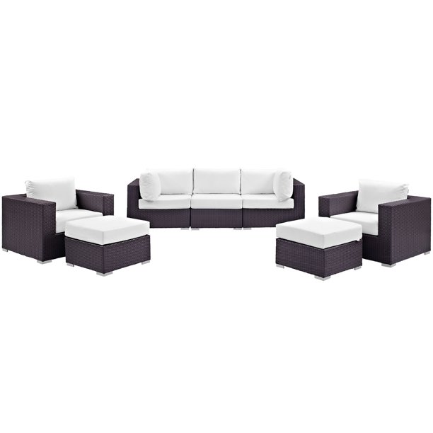 Modway Convene 7 Piece Outdoor Patio Sectional Set, Multiple Colors