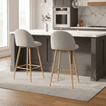 thumbnail image 4 of Homy Casa Sleek Modern Bar Stools, 26 in. Seat Height, Set of 2 with Fabric Upholstery, 4 of 10