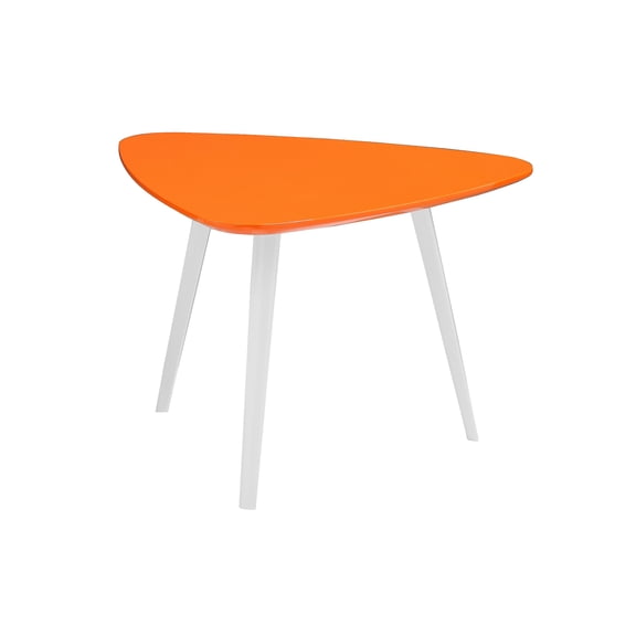 Hle Coffee Table, 23 Inch Modern Orange Lacquer Top, White Metal Base