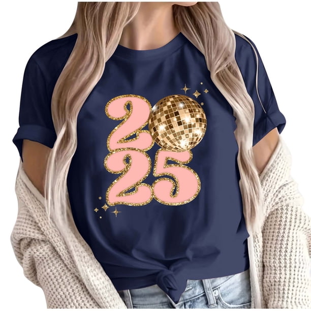 Camisetas de Manga Corta para Mujeres, Camiseta de Cuello Redondo Impresa de Moda, Primavera Y Verano Casual
