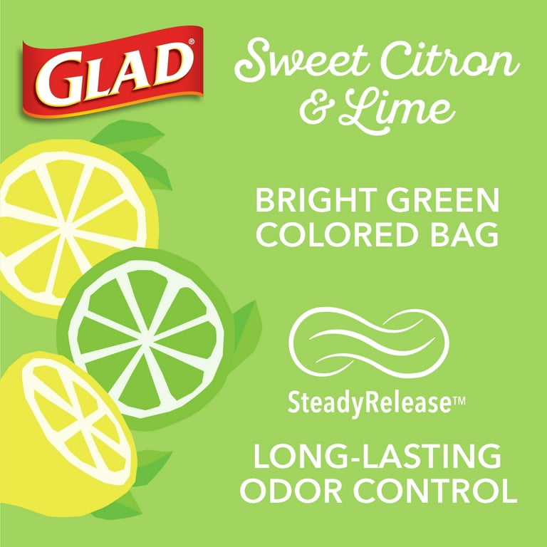 Glad Small Drawstring Trash Bags with Clorox, 4 Gallon, Lemon Fresh Bleach  Scent, 34 Count