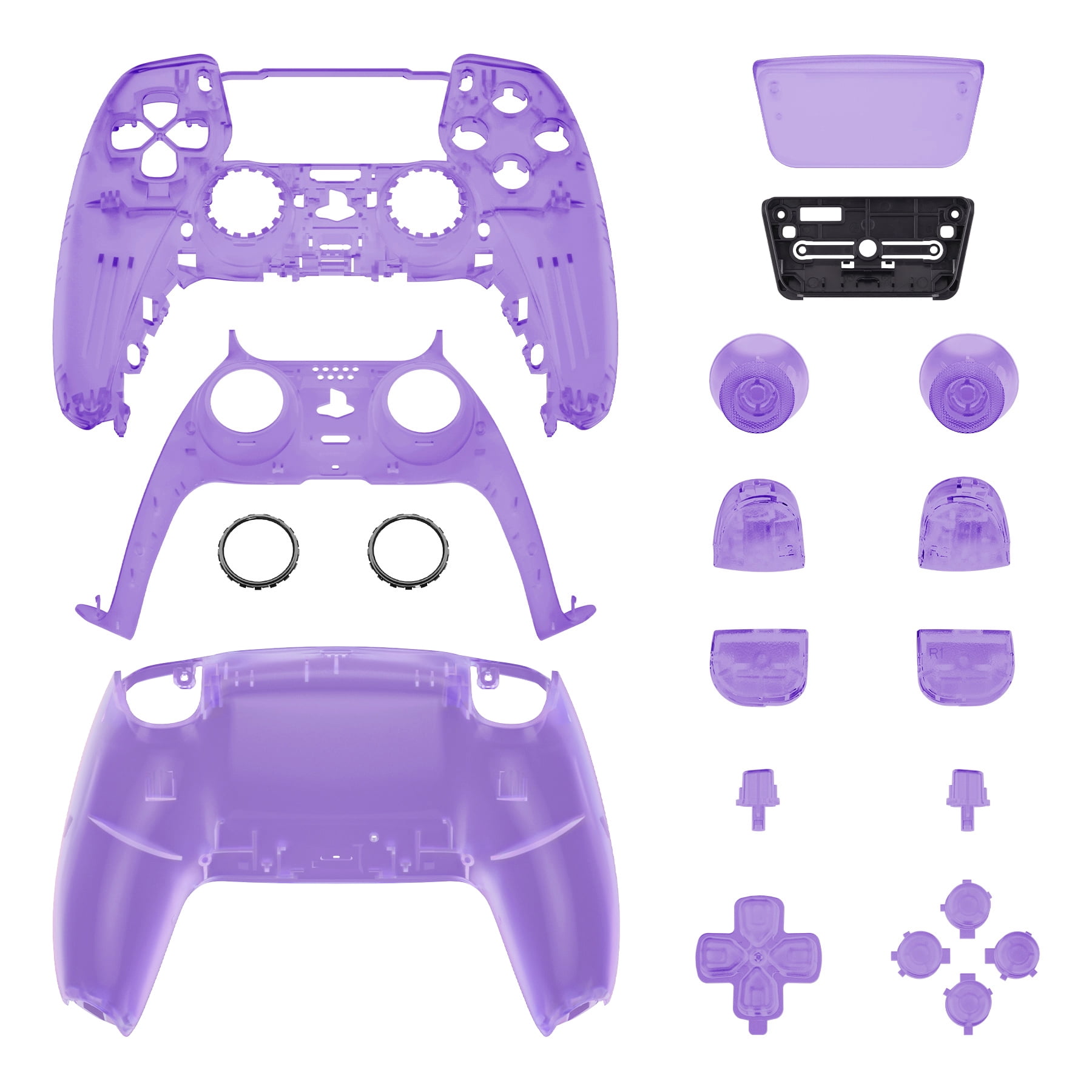 eXtremeRate Clear Atomic Purple Replacement Full Set Housing w/Buttons Touchpad Cover for ps5 Controlle