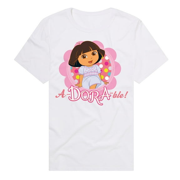 Popfunk Dora The Explorer A-Dora-Ble! Unisex Adult Premium T Shirt (Small) White