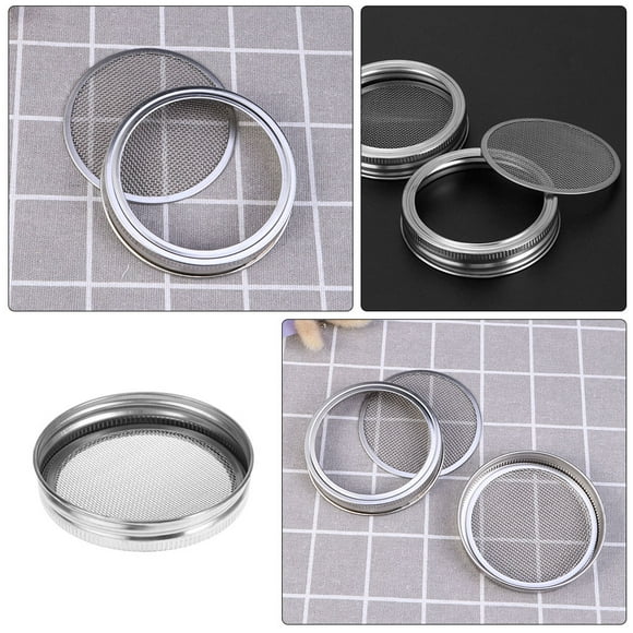 HONITANO Sprouting Lids 3Pcs for Wide Mouth Mason Jars Silver Color Stainless Steel