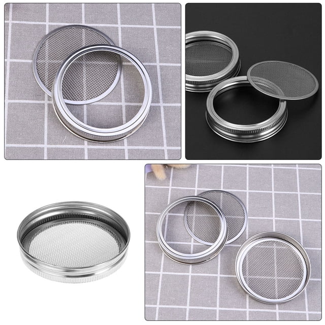 CRAFTHROU 3Ud Tapas De Germinación Para Frascos Con Malla De Acero Inoxidable Plateadas Para Jardinería