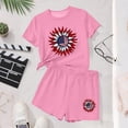 thumbnail image 6 of SGFCWSX Girls 2 Piece Outfits Kids 4th of July Casual Summer Oversized Short Sleeve T Shirt Graphic Print Elastic Waist Shorts Daily Wear Pink Size 11-12 Years, 6 of 6