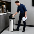 thumbnail image 2 of 16 Gallon Dual Compartment Trash Can, Stainless Steel Recycling Bin with Soft-Close Lids, Foot Pedals & Dual Inner Buckets, 60L Commercial Garbage Can for Kitchen, Silver, 2 of 9