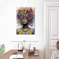 thumbnail image 3 of Elephant Stock Afro Pop Ii Wall Art - Vertical Canvas Wall Art - Living Room Wall Decor - Fashion And Beauty Canvas - Gray And Turquoise Decor - 20" x 30", 3 of 8