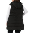 thumbnail image 3 of Agnes Orinda Women's Plus Size Quilted Long Vest Hooded Zip up Puffer Jacket with Pockets 1X Black, 3 of 7
