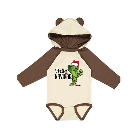 

Inktastic Feliz Navidad Christmas Cactus in Santa Hat Gift Baby Boy or Baby Girl Long Sleeve Bodysuit