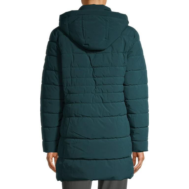 Swiss Tech Women's Mid-Length Puffer Jacket with Hood 