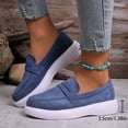 thumbnail image 2 of Women’s Casual Slip On Loafers Faux Suede Lightweight Non Slip Walking Flat Platform Dress Orthotic Shoes Blue Size 6, 2 of 7