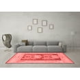 thumbnail image 3 of Ahgly Company Machine Washable Indoor Round Abstract Red Modern Area Rugs, 8' Round, 3 of 4