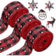 thumbnail image 1 of Cinta de cuadros vichy grandes con copos de nieve navideños, 10 yardas, cinta con borde cableado, cinta de arpillera a cuadros negra y roja, arpillera a cuadros navideños, 1 of 5