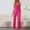 Hot Pink, variant on Business Casual Solid Jumpsuits for Women Sexy Backless Straight Leg Rompers Tummy Control Summer Trendy V-neck Outfits 2024