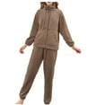 thumbnail image 2 of TMOYZQ Womens 2 Piece Outfits Fleece Sweatsuits Tracksuits Lounge Zipped Up Warm Thick Winter loungewear Sets with Pockets on Clearance, 2 of 6