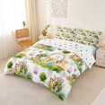thumbnail image 3 of Castle Fairy Girls Watercolor Deer Hedgehog Squirrel Bedding,Dreamy Floral Animal Rabbit Duvet Cover Full,Green Pink Cream,Reversible,3pcs,No Comforter,1 Duvet Cover and 2 Pillowcases, 3 of 6