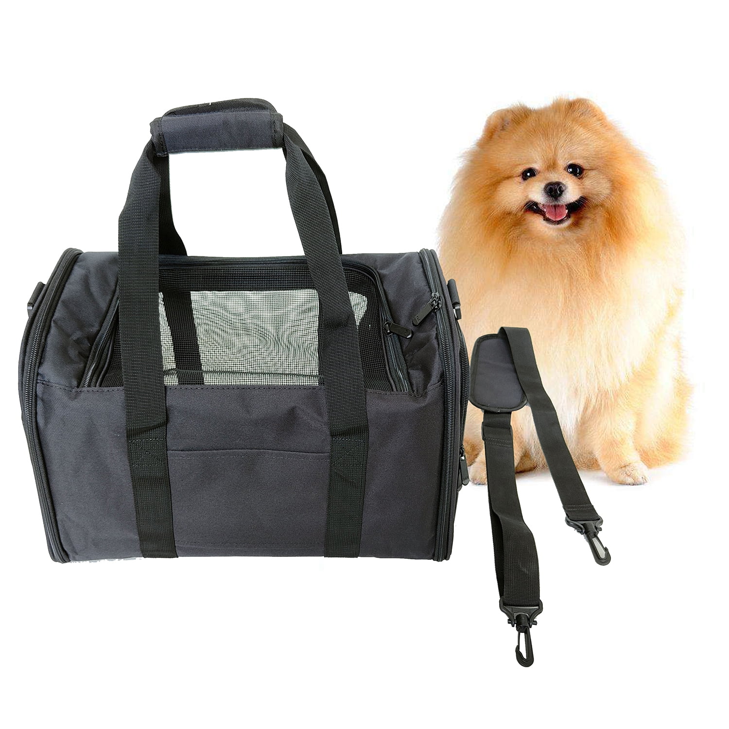Pefilos 18" Cat Dog Carriers Pet Carrier for Small Medium Cats Dogs Puppies Portable Dog Travel Carrier with 5 Doors,1 Storage Pockets, Removable Pads TSA Airline Approved, Black Pefilos 18" Cat Dog Carriers Pet Carrier for Small Medium Cats Dogs Puppies Portable Dog Travel Carrier with 5 Doors,1 Storage Pockets, Removable Pads TSA Airline Approved, Black